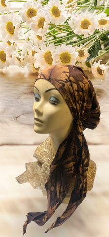 Brown Headscarf For Women | Lightweight Hijab Tichel Hir Cover | Made in USA by Uptown Girl Headwear