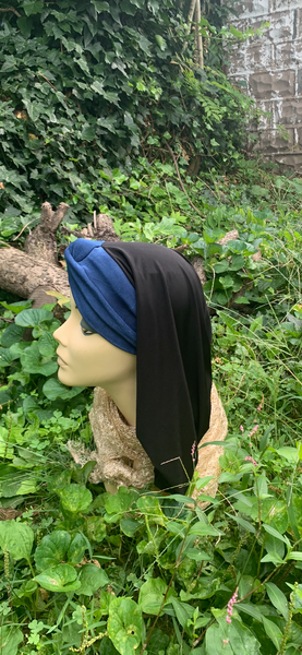 Black Blue Classic Snood By Uptown Girl Headwear