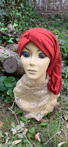 Burnt Orange Snood Turban Hijab | Modern Hijab | Colorful Long Turban | Comfortable and Head Friendly | Made in the USA