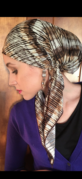 HOLIDAY BUNDLE OF 4 PRE TIED HEADSCARVES FOR WOMEN IN BEAUTIFUL BROWN COMBINATIONS | Great Gift Idea | Quality Made in USA by Uptown Girl Headwear