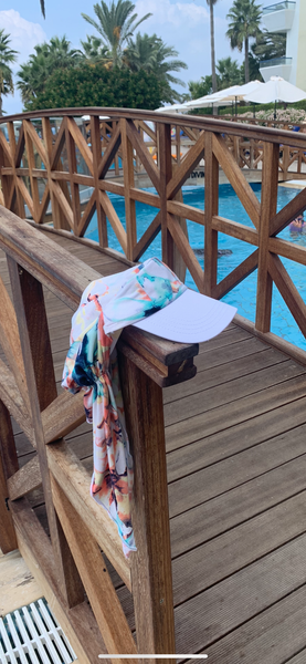 Boat Safe Design | Tennis Hat | Floral Scarf Visor | Made in USA by Uptown Girl Headwear