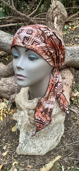 Brown Bronze Sequined Headscarf For Women | Pre Tied Hair Wrap Tichel | Dressy Modern Hijab | Made in the USA by Uptown Girl Headwear