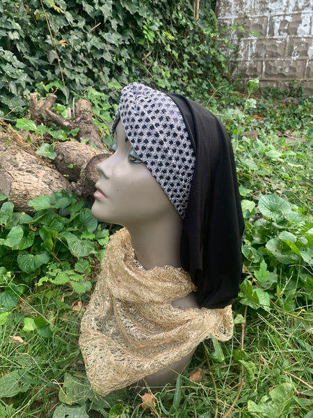 Black Grey Snood | Headcovering For Women | Woman’s Hair Scarf | Headscarf Turban | Modern Easy Hijab | Made in the USA by Uptown Girl Headwear