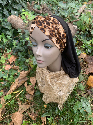 Black Brown Turban Snood Tichel | Head Wrap For Women | Made in USA