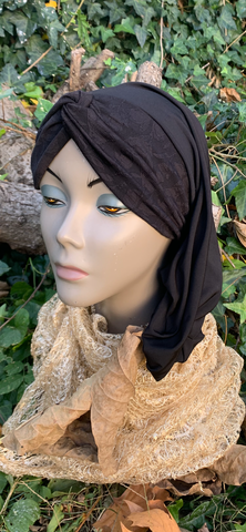 Black on Black Band Snood Tichel Hijab | Made in USA by Uptown Girl Headwear