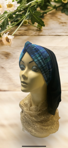 Blue Black Snood | East Hijab Scarf | Turban For Women | Headscarf | Tichel