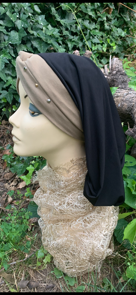 Classic Snood| Dressy Snood With Gold and Silver Design | Hijab Scarf | Turban For Women | Tichel Style | Made in USA by Uptown Girl Headwear