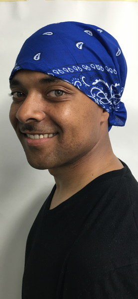 Large Head Size or Men’s Head Size Hair Wrap | XL Paisley Pre-tied 100% Cotton Bandana Imported and finished in USA