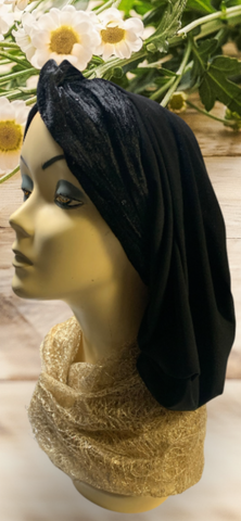 New Velvet Sequined Snood | Black Hijab Scarf | Black Turban Headscarf For Women | Proudly Made in USA by Uptown Girl Headwear