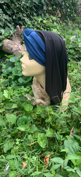 Black Blue Classic Snood By Uptown Girl Headwear