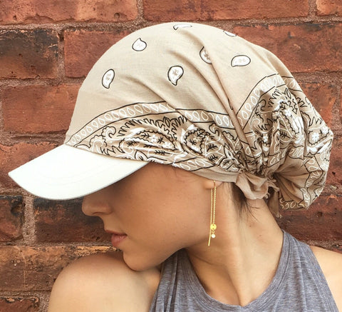 Pre-Tied Sun Visor With Cotton Bandana Back - Uptown Girl Headwear